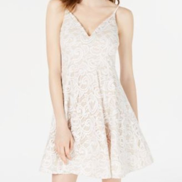 Sequin Hearts Dresses & Skirts - SS full blush pink lace w/nude underlay dress